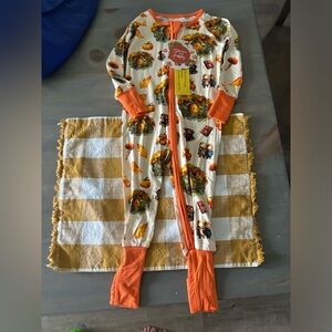 Autumn Harvest Kids Footie Pajamas - Orange and White